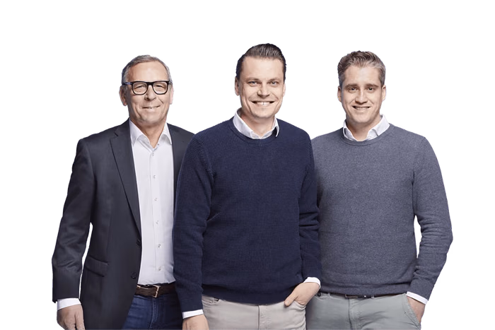 Gebhard Harter, Lukas Harter und David Neukirchen, Gründer von fincrm